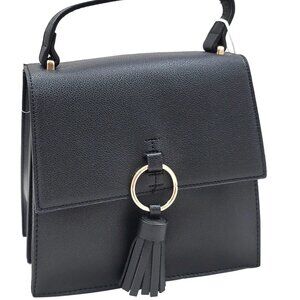 Elegant Black Handbag with Gold Accents